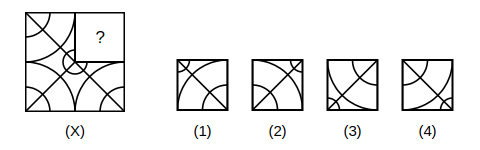 question figure with a missing quarter and four answer figures 1 to 4 for pattern completion question 24