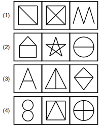 four sets of figures labelled 1 to 4 for rule detection question 1
