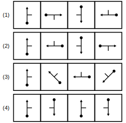 four sets of figures labelled 1 to 4 for rule detection question 17