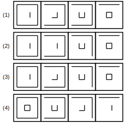 four sets of figures labelled 1 to 4 for rule detection question 19