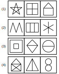 four sets of figures labelled 1 to 4 for rule detection question 2