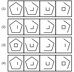 four sets of figures labelled 1 to 4 for rule detection question 20