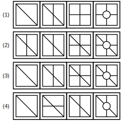 four sets of figures labelled 1 to 4 for rule detection question 5