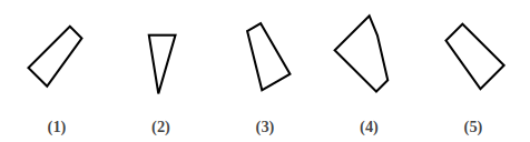 five numbered figures 1 to 5 that are pieces of a shape, shape construction question 1