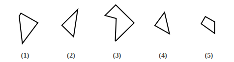 five numbered figures 1 to 5 that are pieces of a shape, shape construction question 4