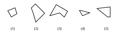 five numbered figures 1 to 5 that are pieces of a shape, shape construction question 5