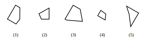 five numbered figures 1 to 5 that are pieces of a shape, shape construction question 6