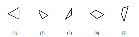 five numbered figures 1 to 5 that are pieces of a shape, shape construction question 9