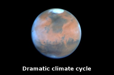 Dramatic climate cycle triggered by GHG emissions led to Martian canyons and valleys