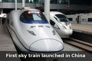 First sky train launched in China