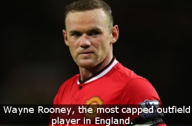 Wayne Rooney, the most capped outfield player in England.